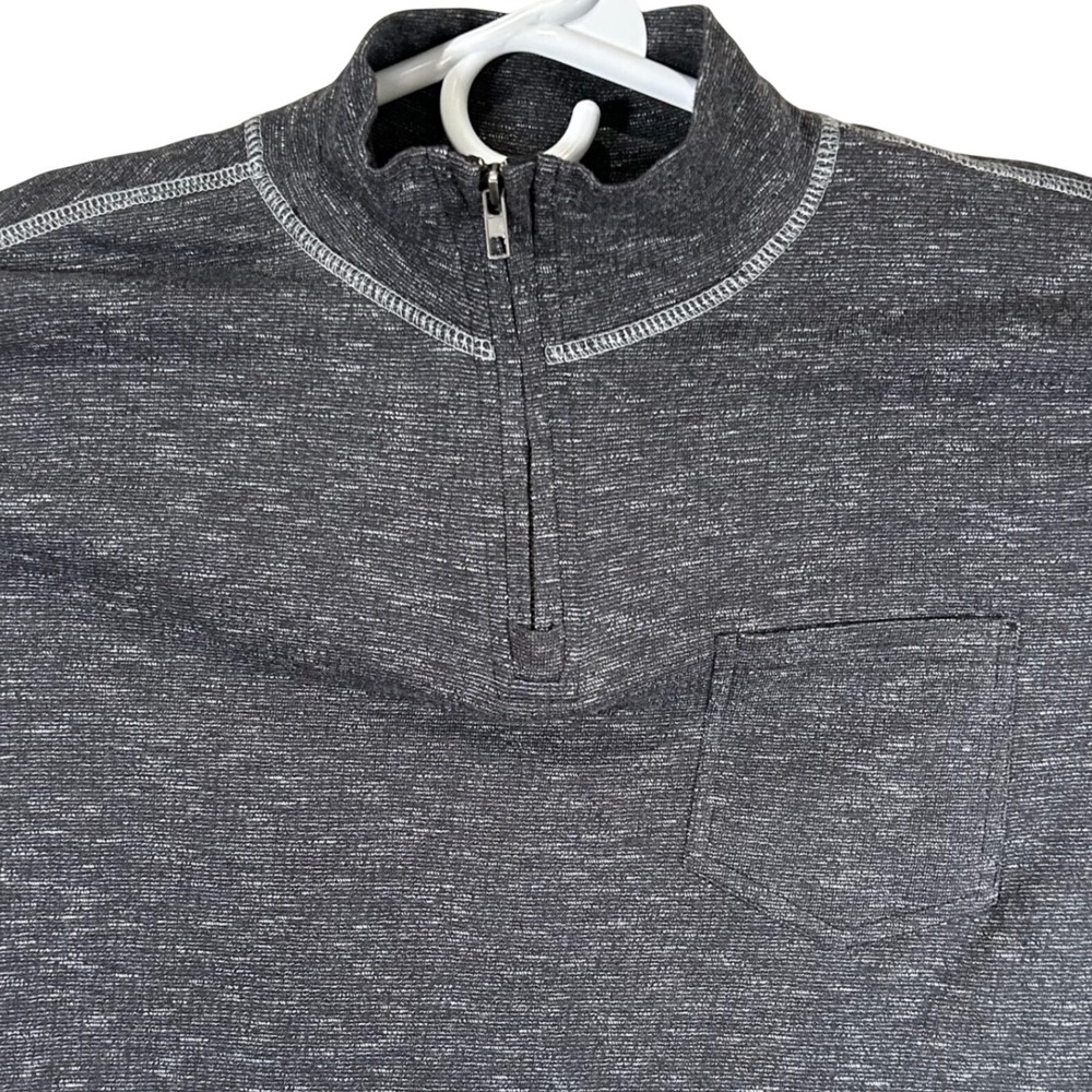 Paper Denim & Cloth Mens Quarter Zip Pullover Charcoal Gray Space Dye Small New